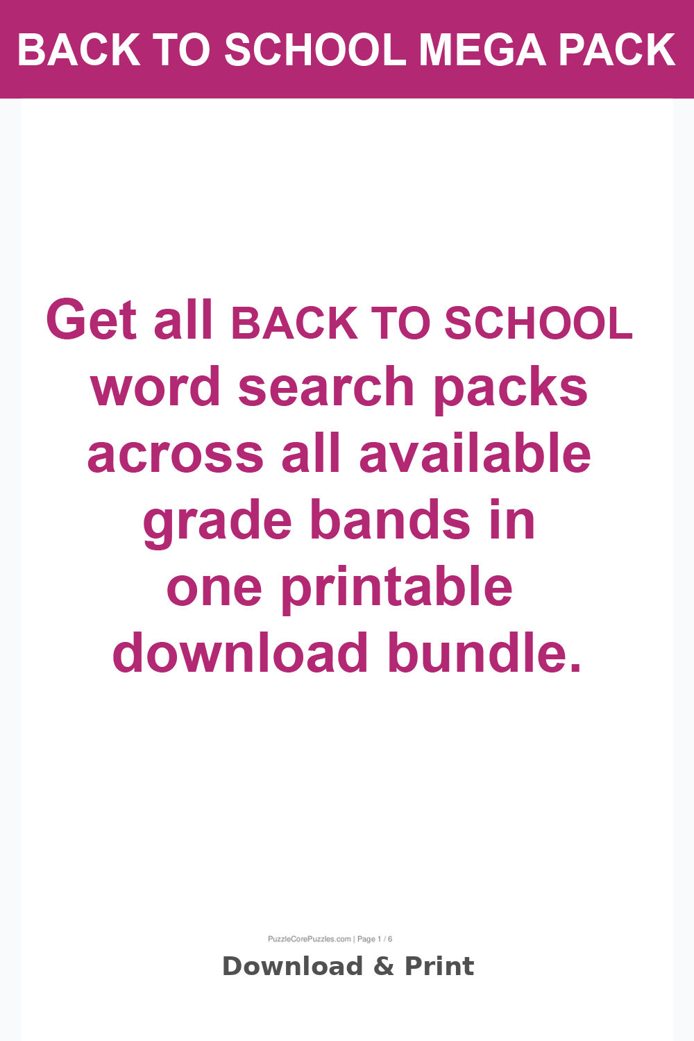 Back to School Word Search Mega Pack