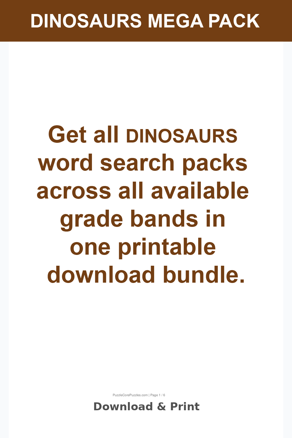 Dinosaurs Word Search Mega Pack