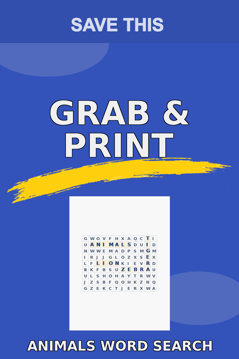 Printable Animals Worksheet