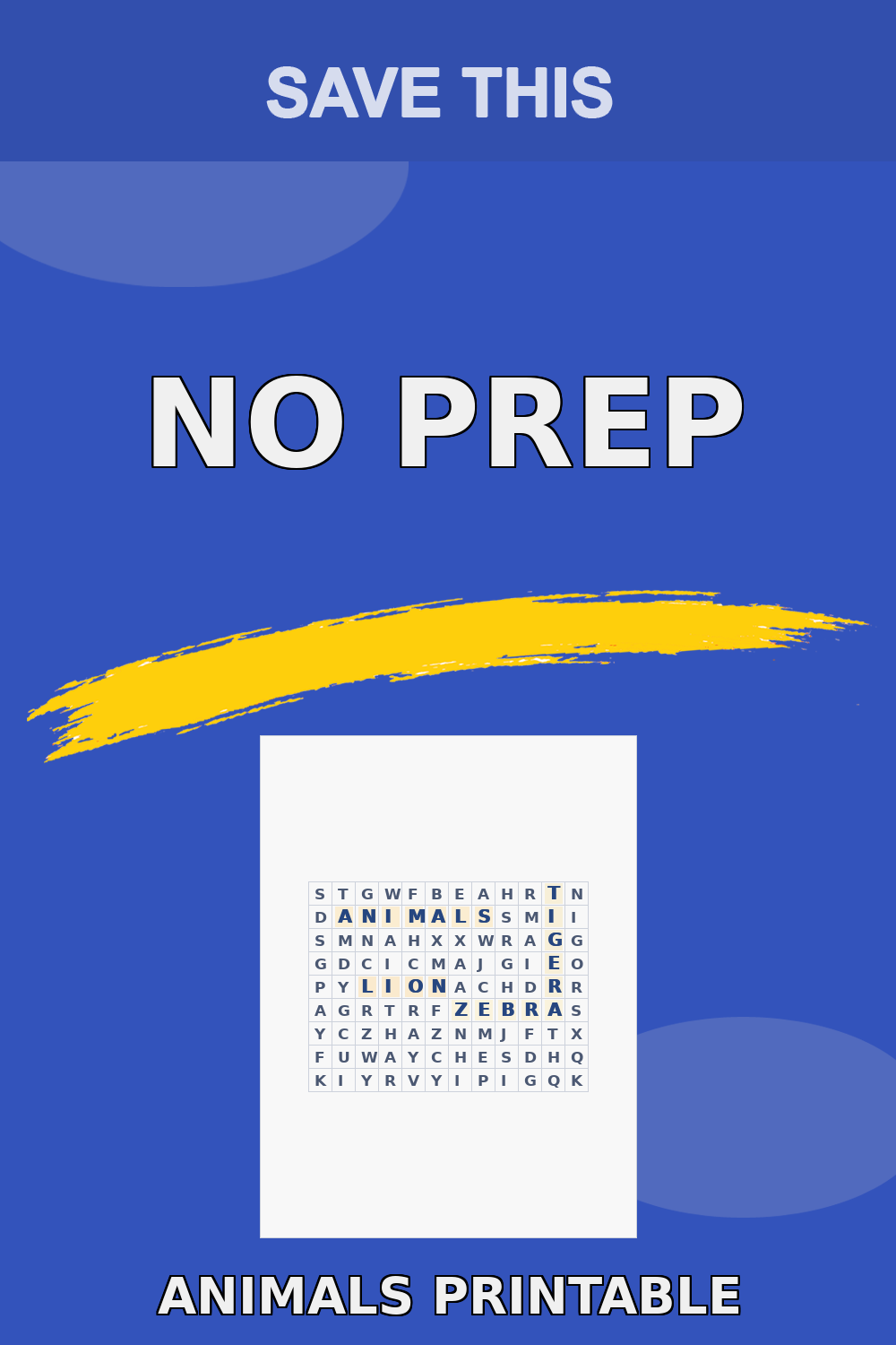 Animals Vocabulary Puzzle